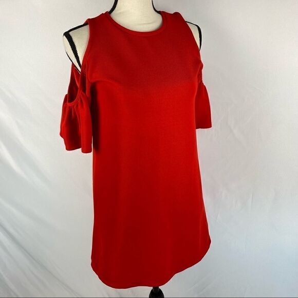 Zara Red Open Shoulder Dress - Picture 2 of 4